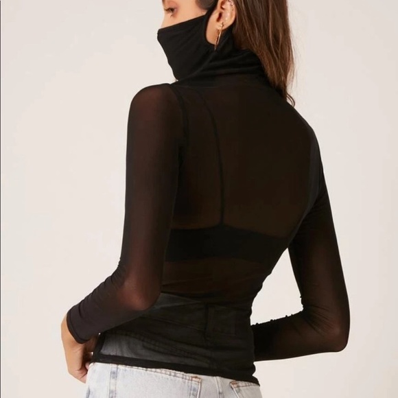 Sheer black long sleeve built-in mask top new with tags sizes small - Picture 4 of 4
